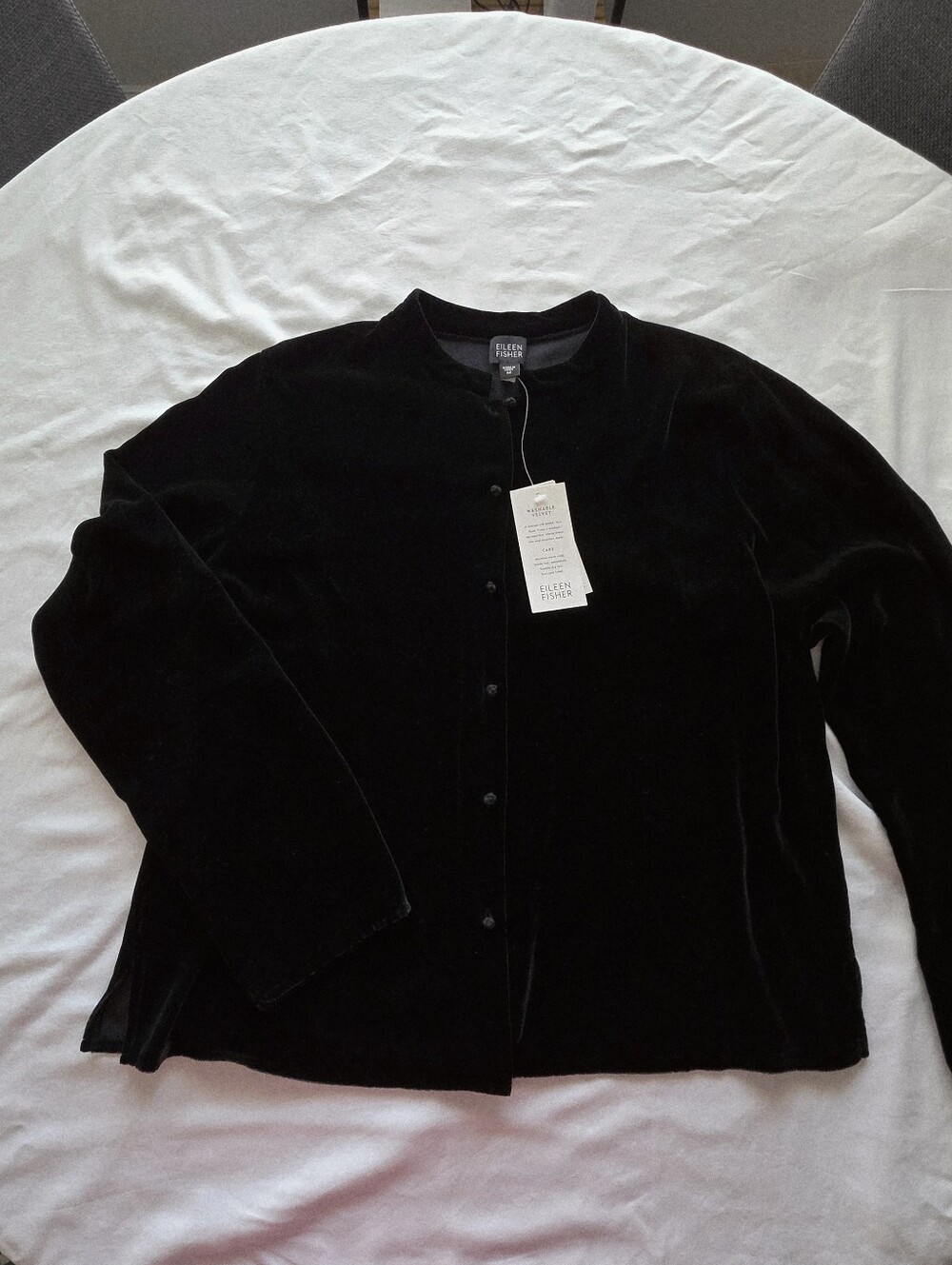 Eileen Fisher Velvet Boxy Shirt with Knot Buttons Size Medium